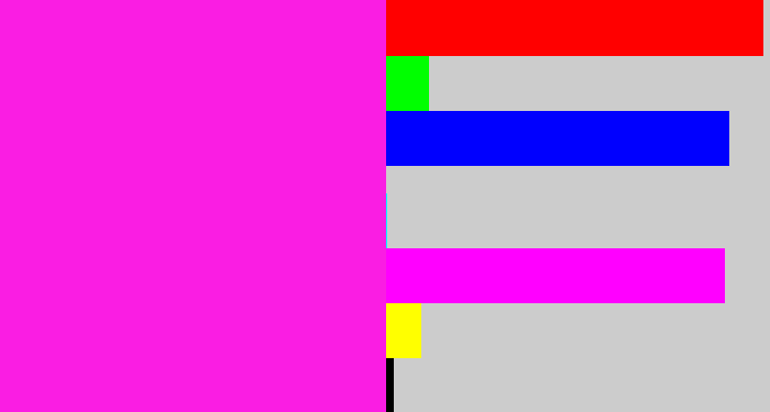 Hex color #fa1de3 - pink/purple