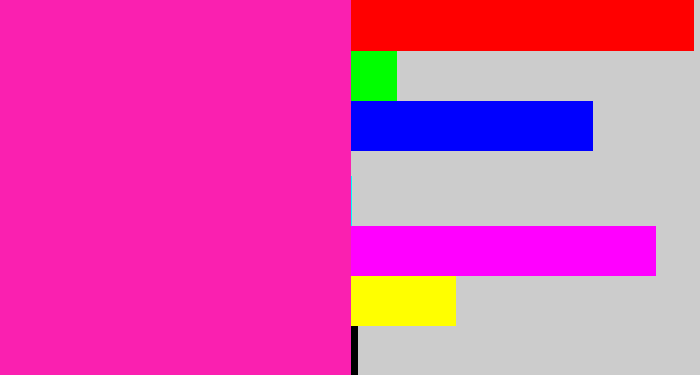 Hex color #fa20b0 - bright pink