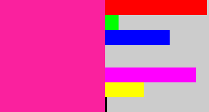 Hex color #fa219e - shocking pink