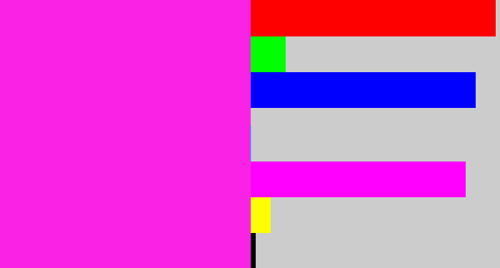 Hex color #fa23e5 - pink/purple