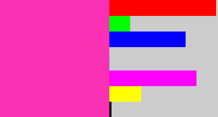 Hex color #fa31b2 - barbie pink