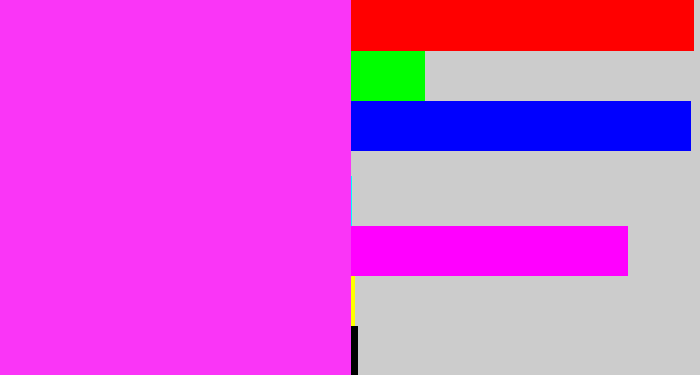 Hex color #fa35f7 - pink/purple