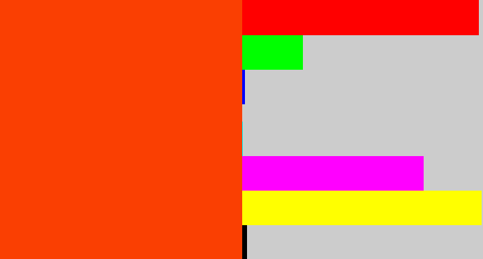 Hex color #fa3f02 - red orange