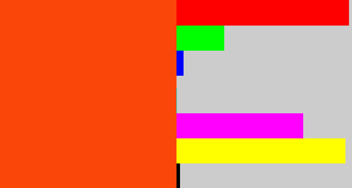 Hex color #fa4609 - orangered