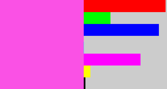 Hex color #fa51e5 - candy pink