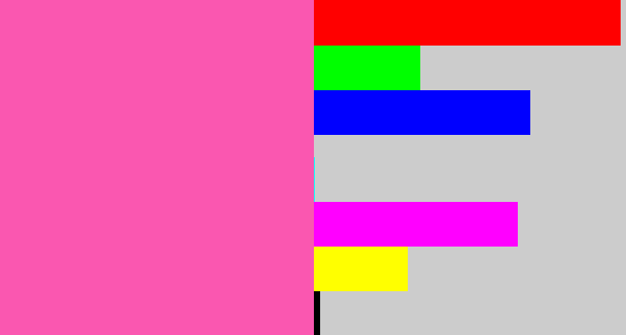 Hex color #fa57b0 - bubble gum pink