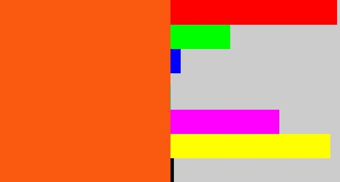 Hex color #fa5a0f - bright orange