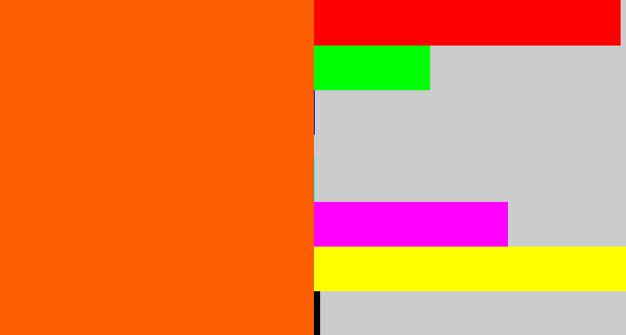 Hex color #fa5e00 - bright orange