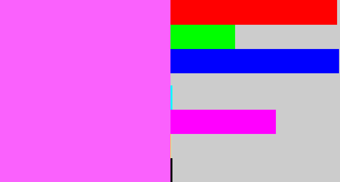 Hex color #fa61fd - violet pink