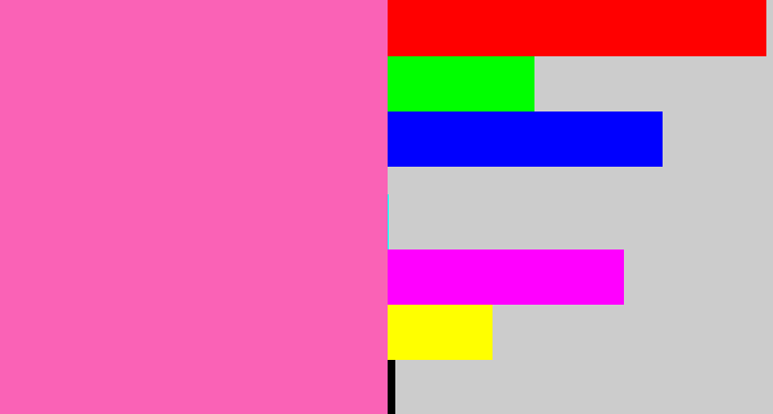 Hex color #fa62b6 - bubble gum pink