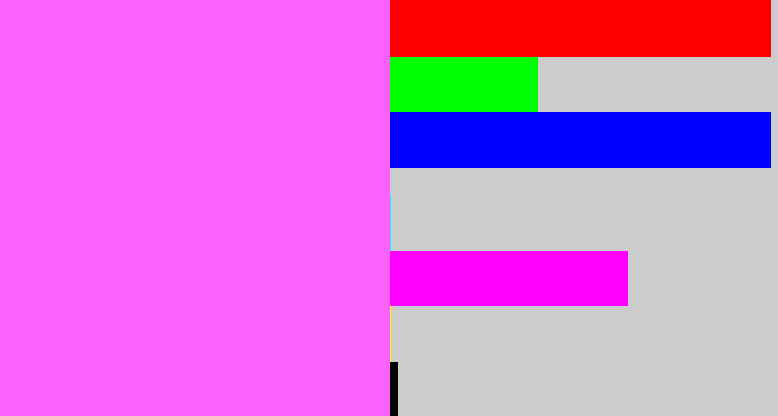 Hex color #fa62fb - violet pink