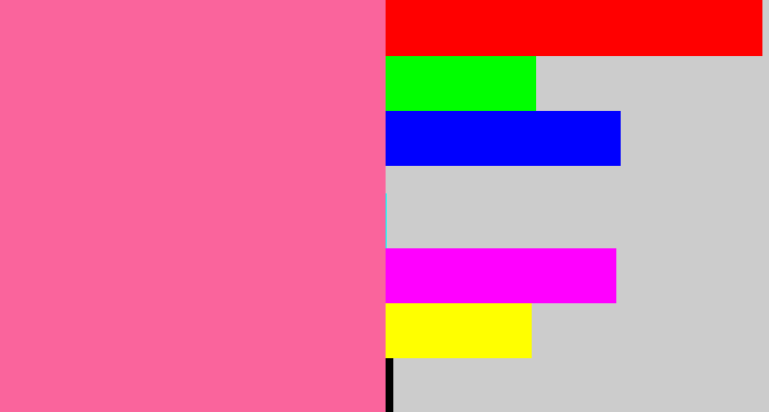 Hex color #fa649c - medium pink