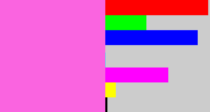 Hex color #fa64e0 - candy pink