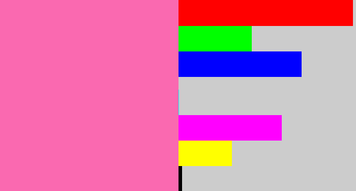 Hex color #fa69b0 - bubble gum pink