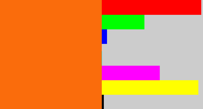 Hex color #fa6c0c - orange