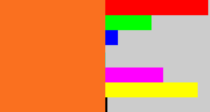 Hex color #fa701f - orange