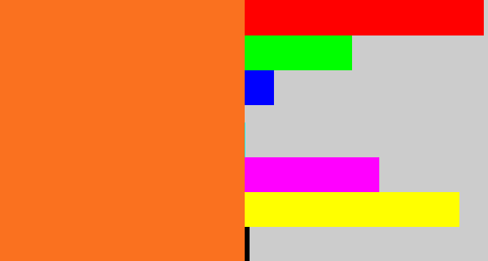 Hex color #fa711f - orange