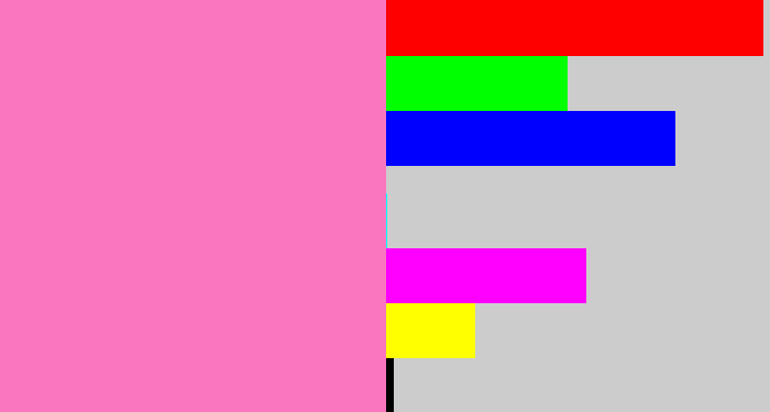 Hex color #fa77c0 - pink