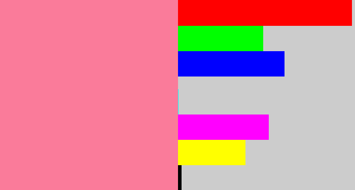 Hex color #fa7b9a - carnation