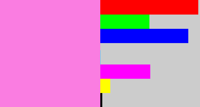 Hex color #fa7de1 - purply pink