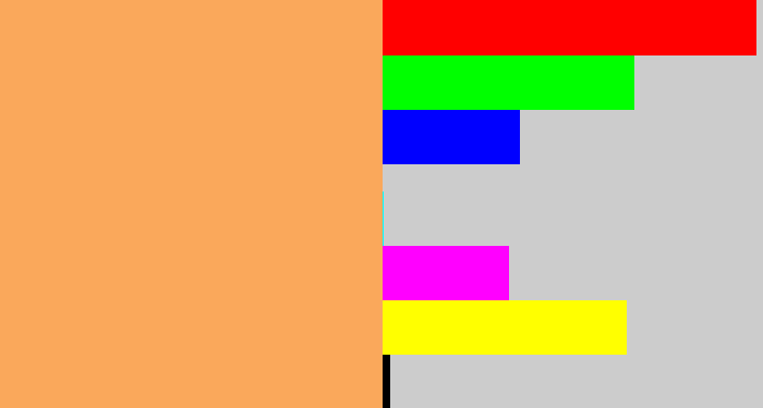 Hex color #faa85b - pale orange