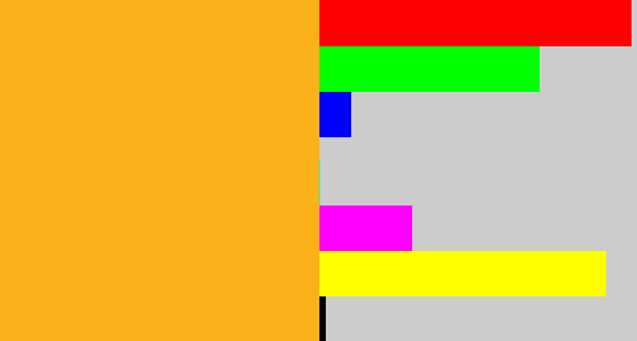 Hex color #fab11a - orangey yellow