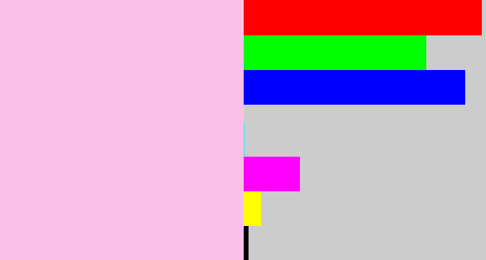 Hex color #fac0e8 - pale pink