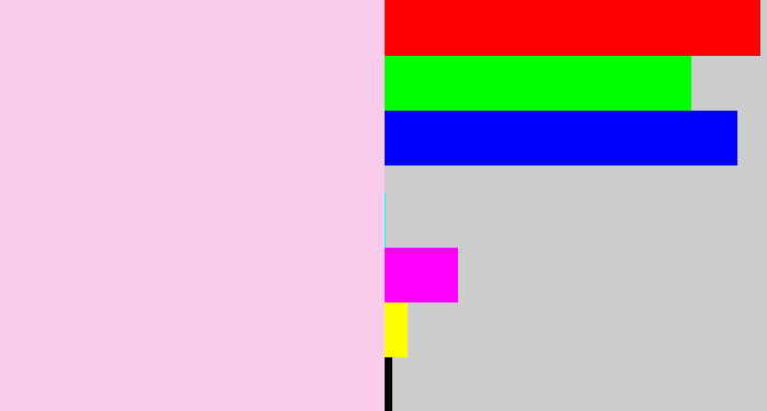 Hex color #facbea - light pink