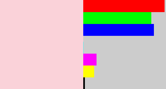 Hex color #fad2d9 - pale pink