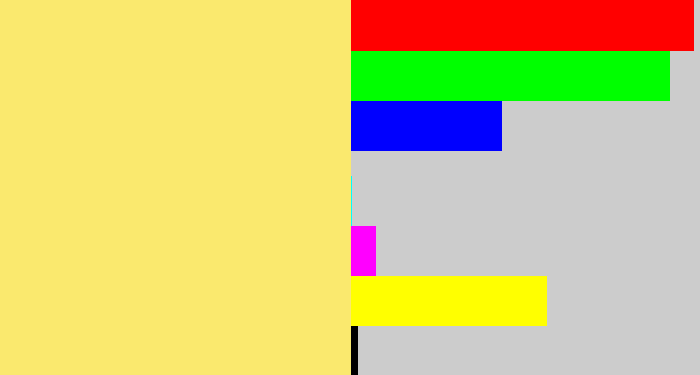 Hex color #fae96e - sandy yellow