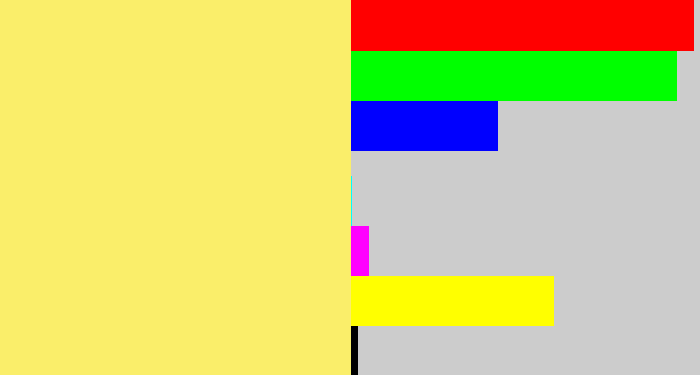 Hex color #faee6a - yellowish