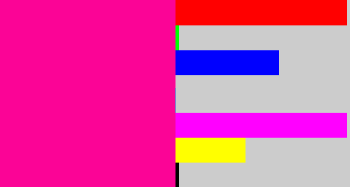 Hex color #fb0496 - neon pink