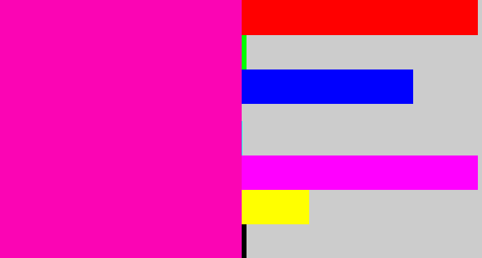 Hex color #fb05b4 - bright pink