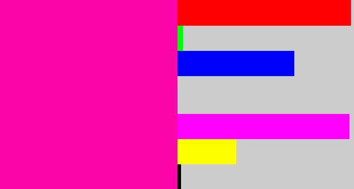 Hex color #fb07a8 - shocking pink