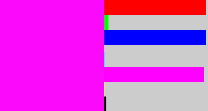 Hex color #fb09fb - bright magenta
