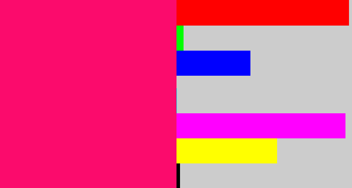 Hex color #fb0b6c - strong pink