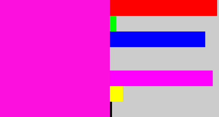Hex color #fb10dd - bright magenta