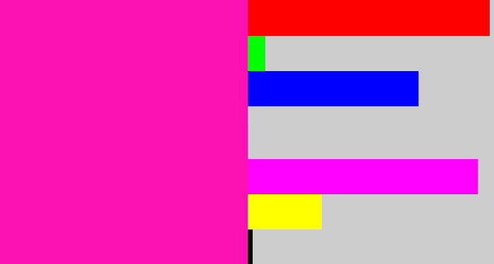Hex color #fb11b0 - bright pink