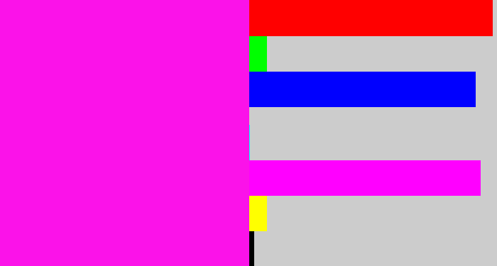 Hex color #fb12e9 - bright magenta