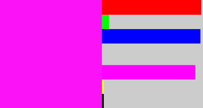 Hex color #fb13f7 - bright magenta