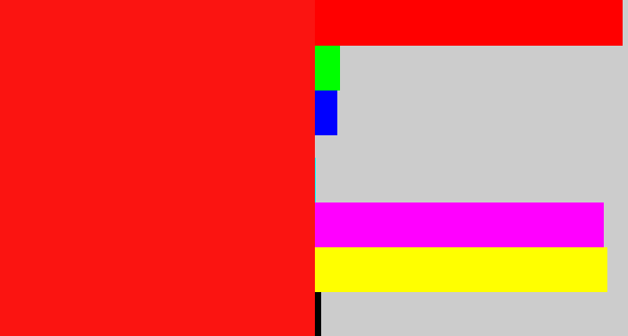 Hex color #fb1411 - bright red