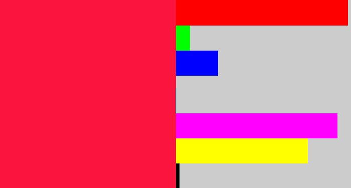 Hex color #fb153e - neon red