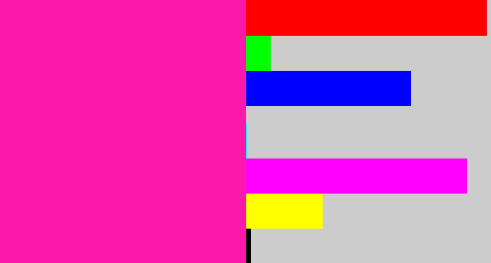 Hex color #fb19ac - bright pink