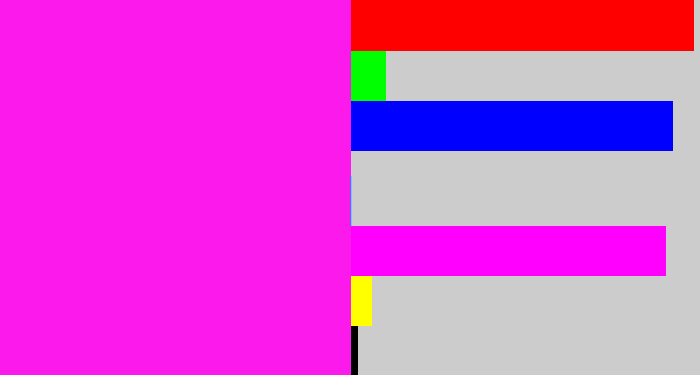 Hex color #fb1aeb - pink/purple