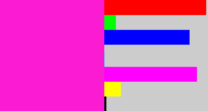 Hex color #fb1bd2 - fuchsia