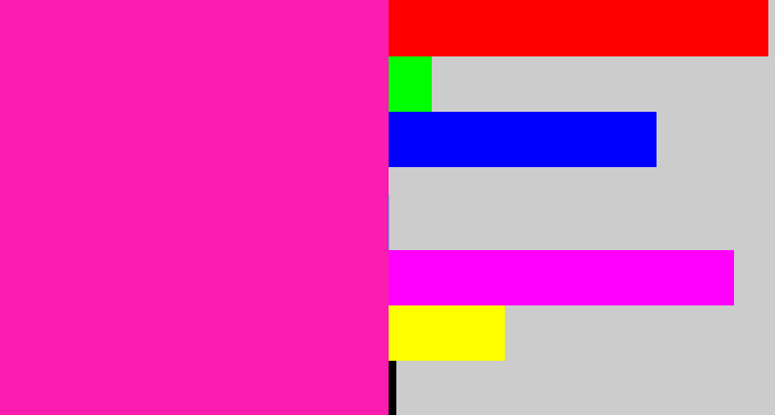 Hex color #fb1cb0 - bright pink