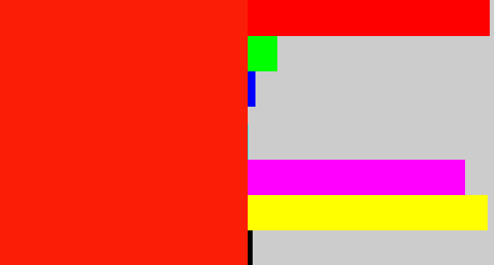 Hex color #fb1e07 - vermillion