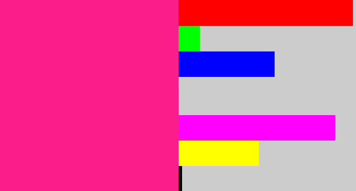 Hex color #fb1e8a - strong pink