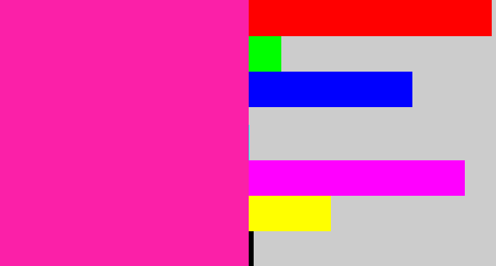 Hex color #fb20a8 - shocking pink