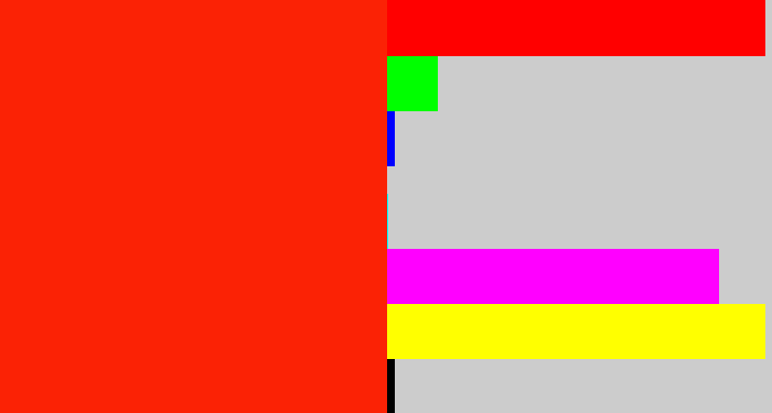 Hex color #fb2205 - vermillion